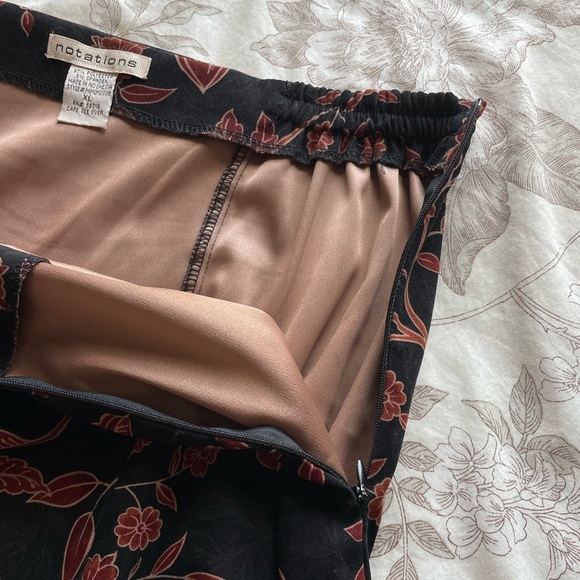 Y2K Dark Floral Faux Suede Midi Skirt XL Romantic Fairy Whimsigoth Boho Feminine - Picture 4 of 8